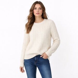 Brandy Melville Cream Cable Knit Sweater Chunky Cozy Cottagecore Pullover Size L